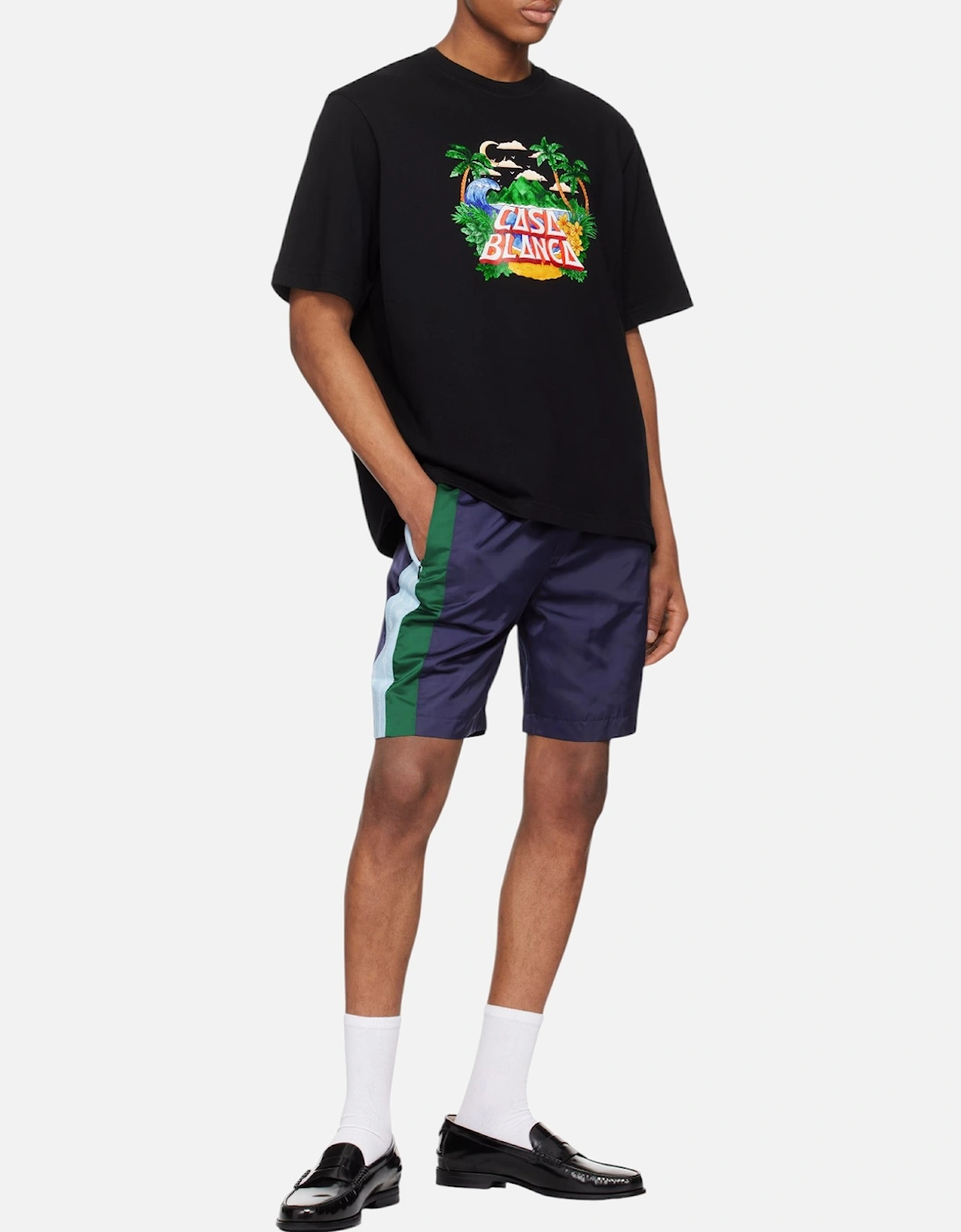 Mens T Shirt Beach Wave Printed Oversized Crew Neck Summer Tee