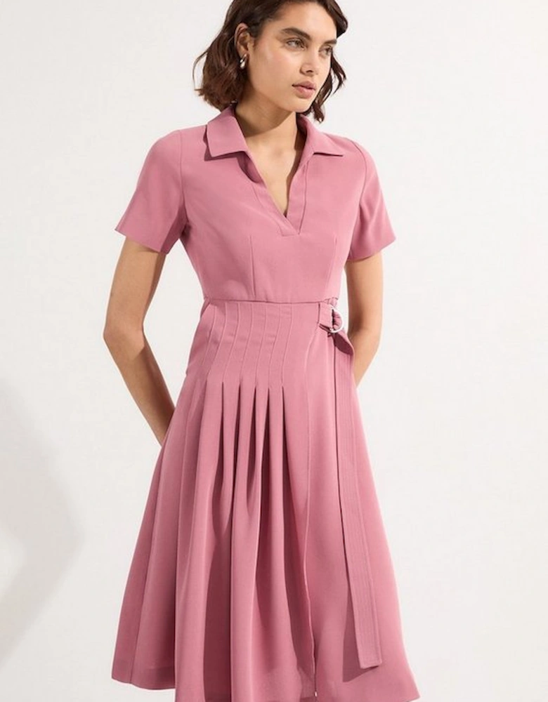 Petite Compact Stretch Zip Through Colourblock Tailored Midi Dress