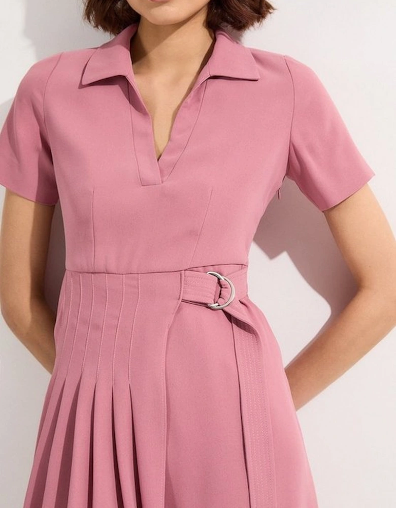 Petite Compact Stretch Zip Through Colourblock Tailored Midi Dress