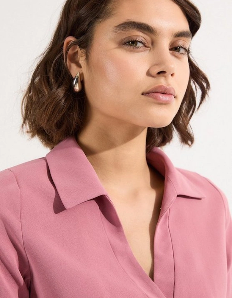 Petite Compact Stretch Zip Through Colourblock Tailored Midi Dress