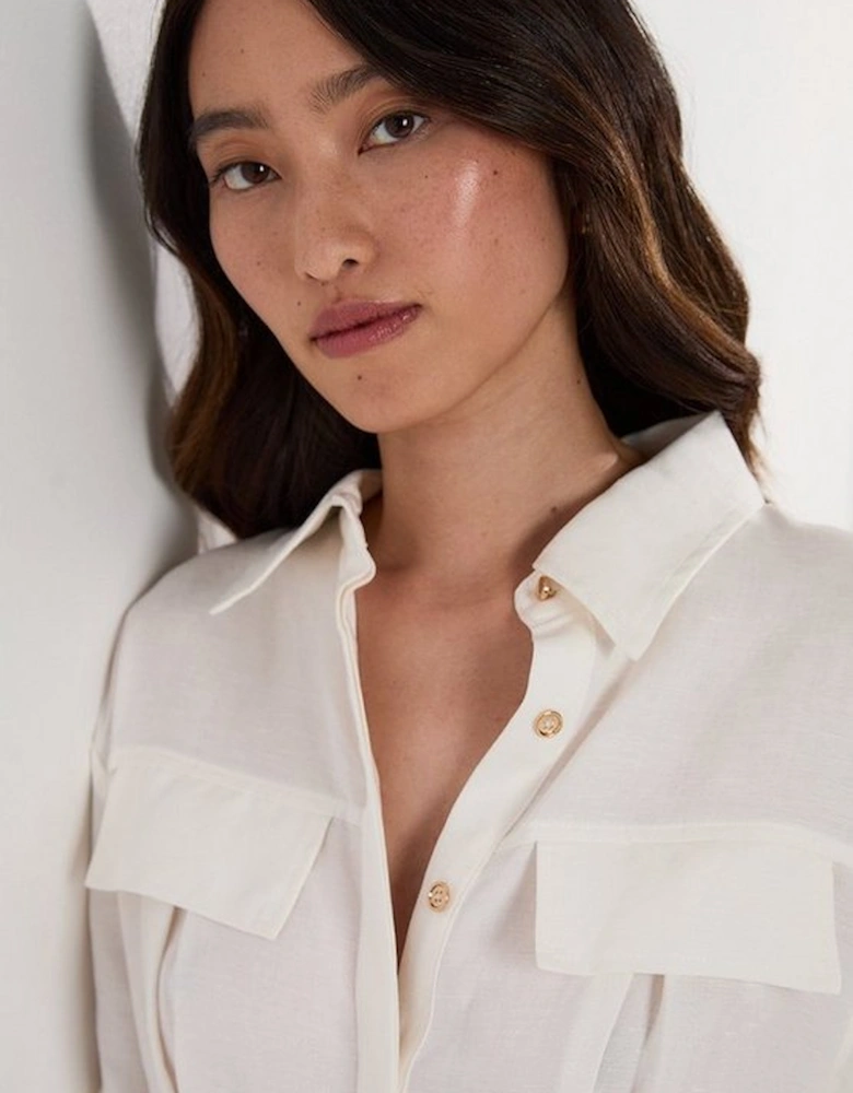 Viscose Linen Woven Belted Playsuit
