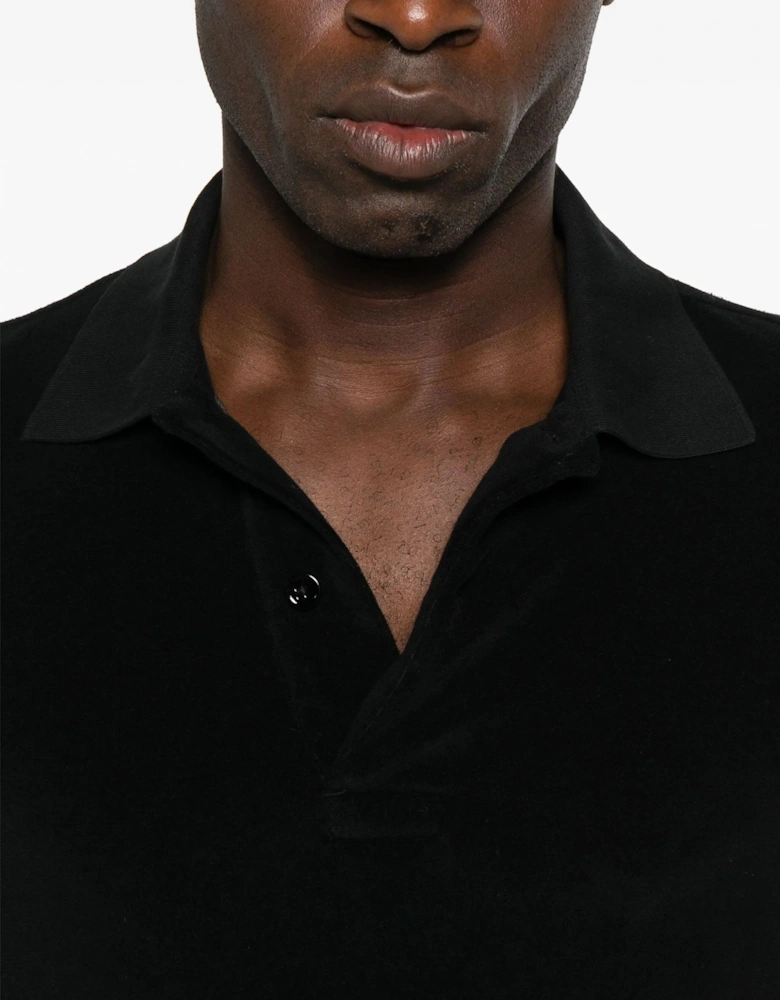 Towelling SS Polo Black