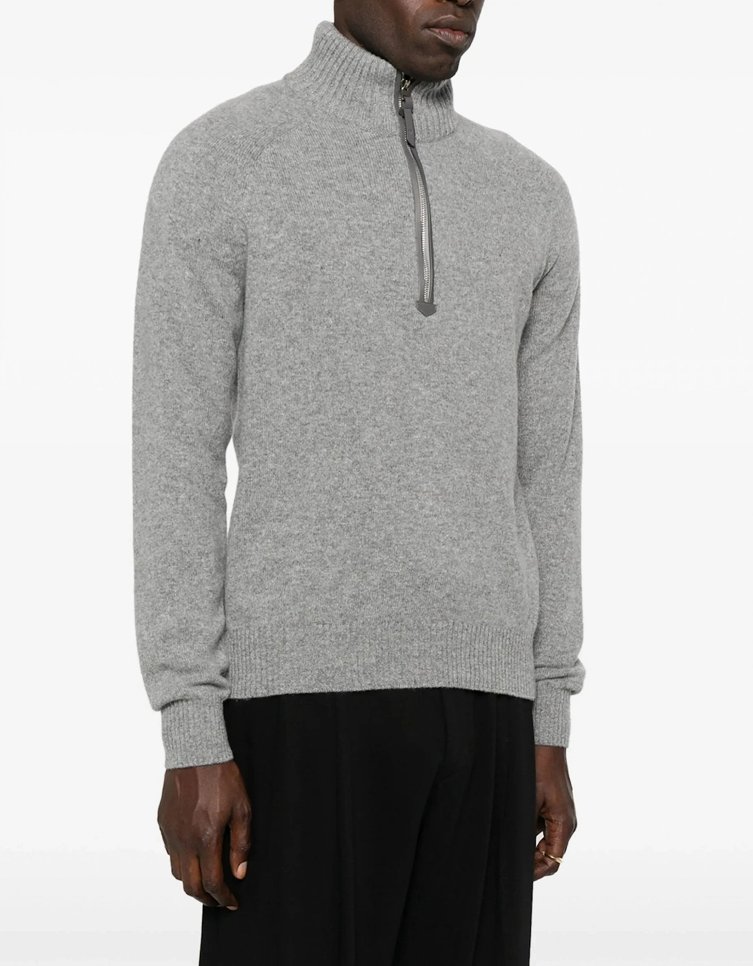 Cashmere Mix Quarter Zip Sweater Grey
