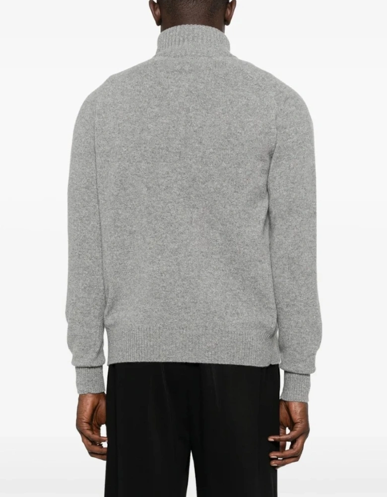 Cashmere Mix Quarter Zip Sweater Grey