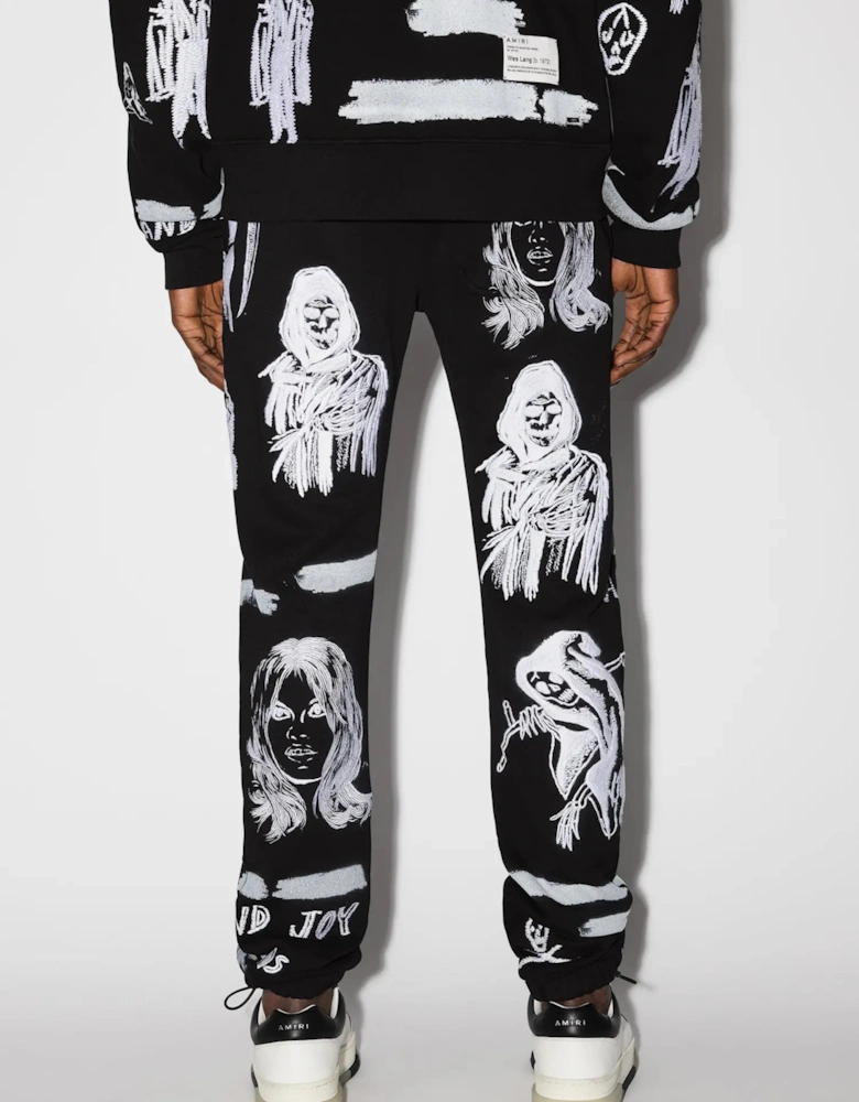 X WES LANG EMBROIDERED SWEATPANTS BLACK