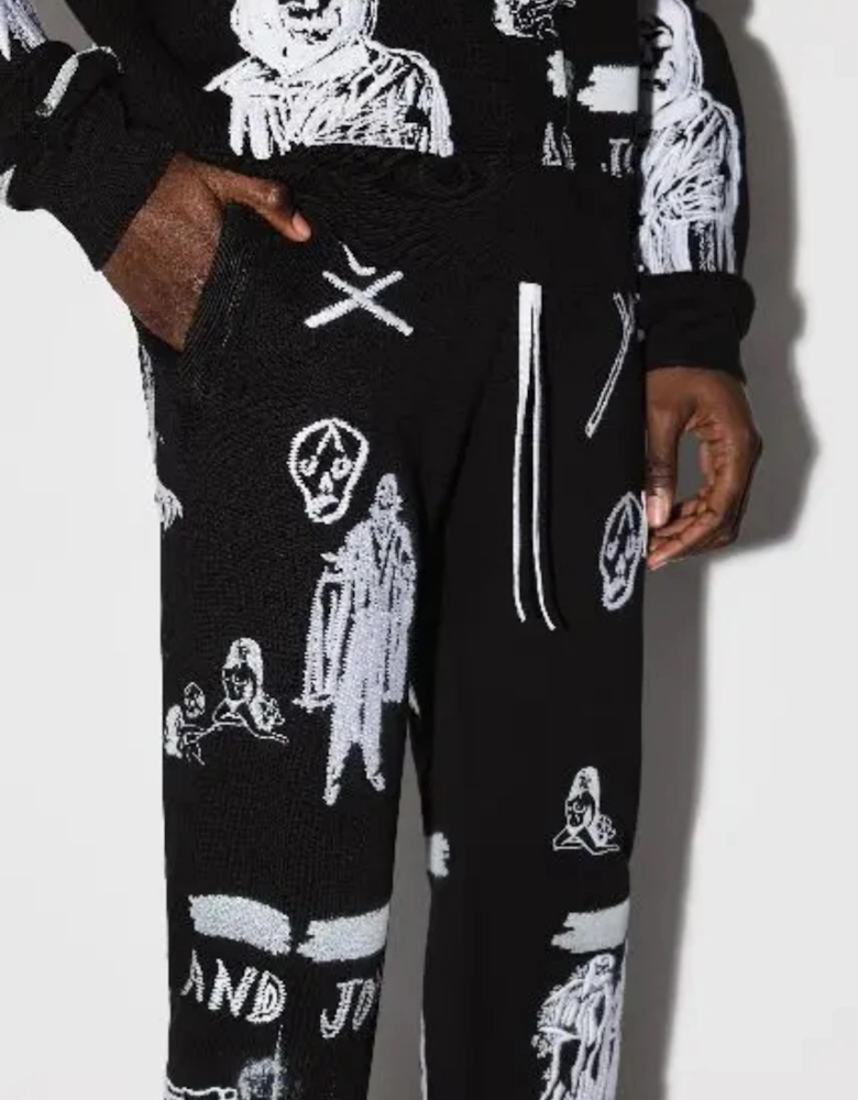 X WES LANG EMBROIDERED SWEATPANTS BLACK