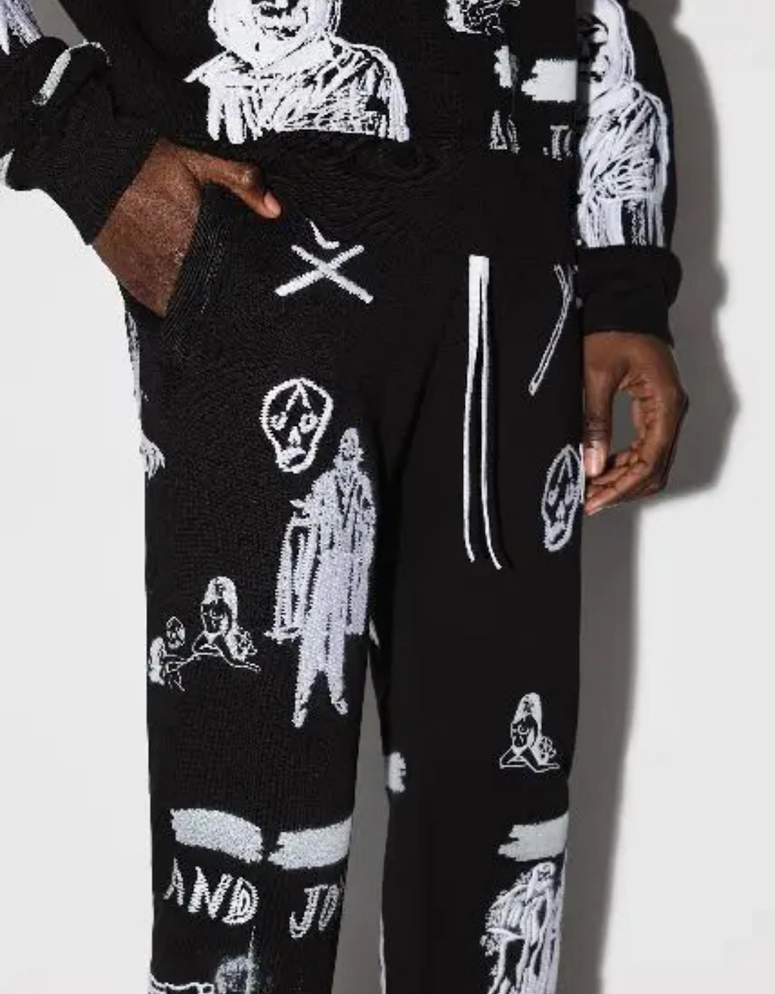 X WES LANG EMBROIDERED SWEATPANTS BLACK