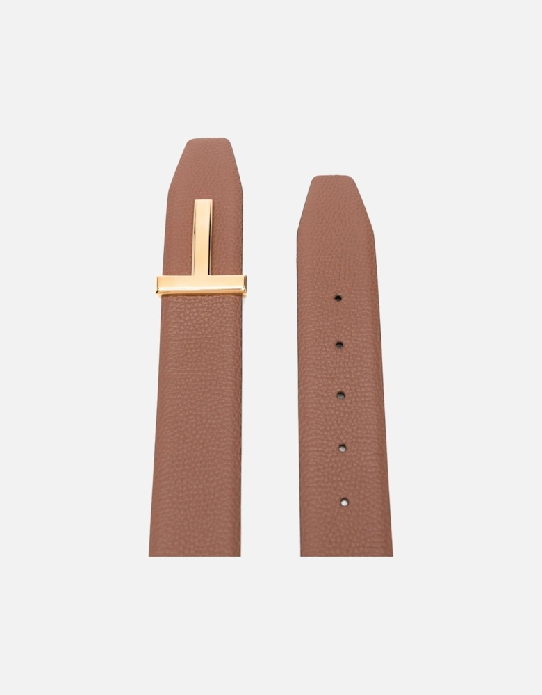 Leather Reversible T Belt 40cm Brown