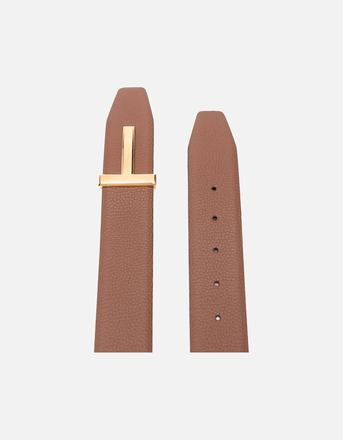 Leather Reversible T Belt 40cm Brown