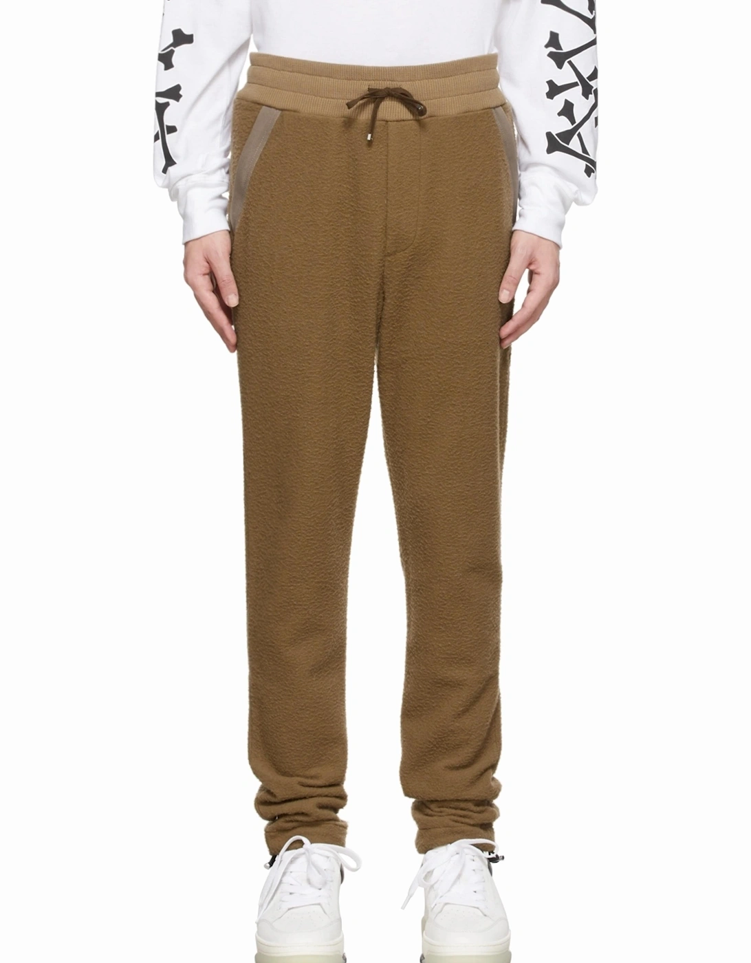 WOOL TRACK PANTS ERMINE BROWN