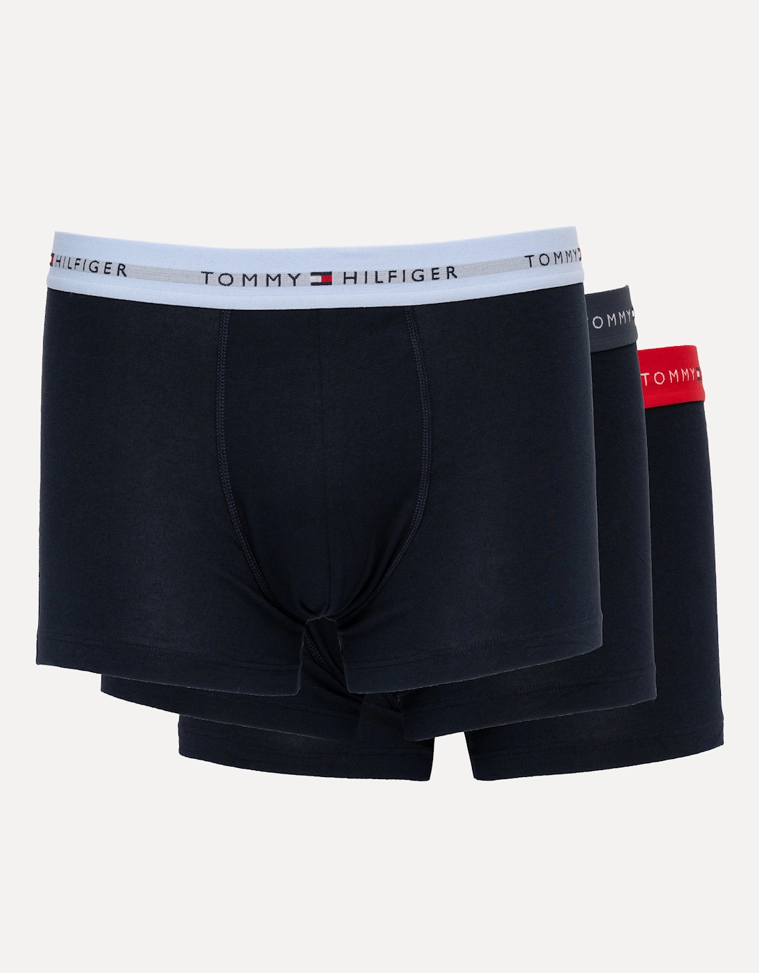 3 Pack Mens Colour Waistband Trunks, 2 of 1