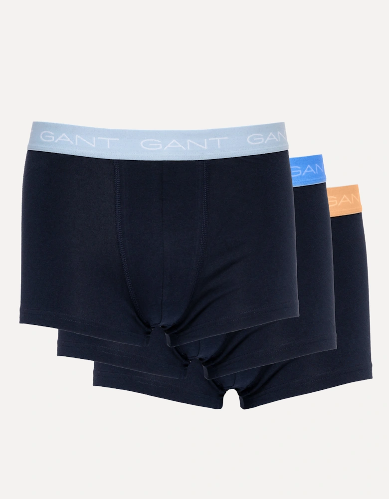 3-Pack Mens Trunks with Mixed Colour Waistbands - 433 Evening Blue