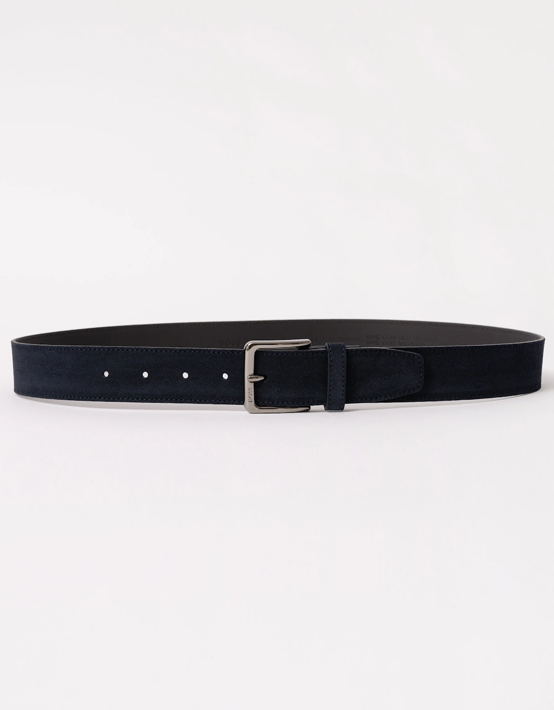 BOSS Orange Ronnie Mens Suede Belt with Logo-Engraved Gunmetal Buckle - Dark Blue 401, 2 of 1
