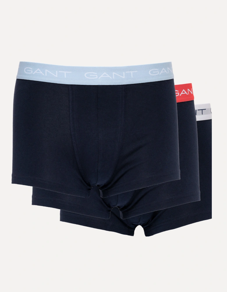 3-Pack Mens Trunks with Mixed Colour Waistbands - 648 Watermelon Red