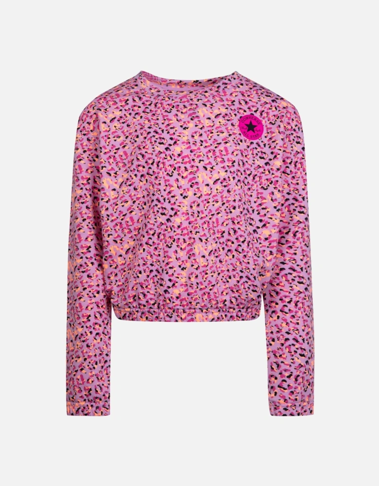 Juniors Allover Print Crewneck Sweatshirt