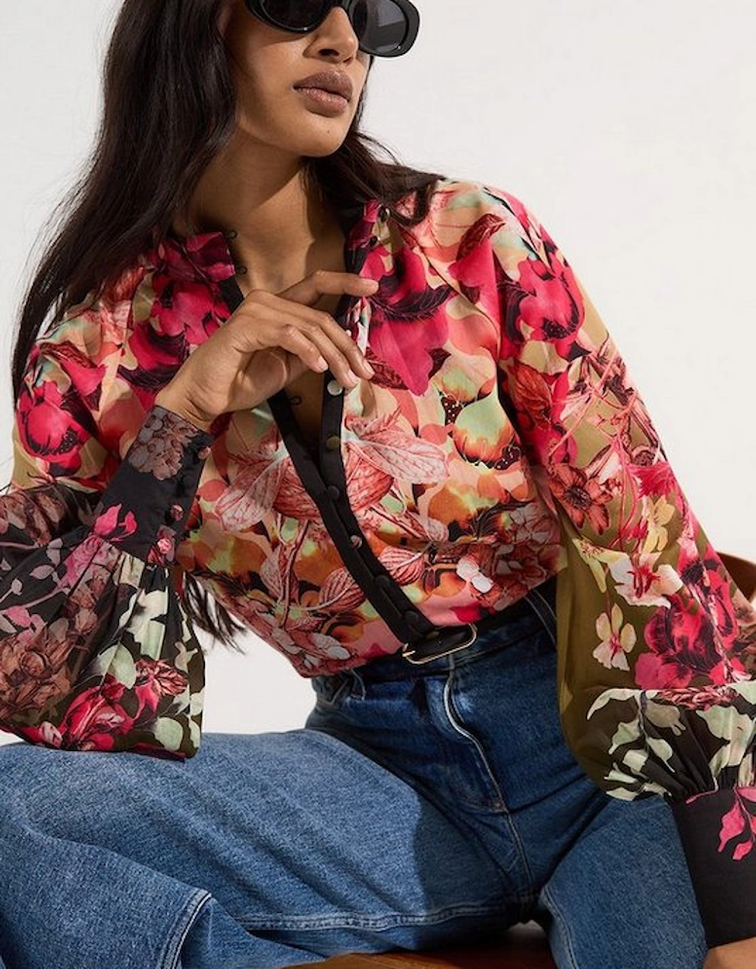 Voile Mirrored Floral Woven Blouse, 2 of 1