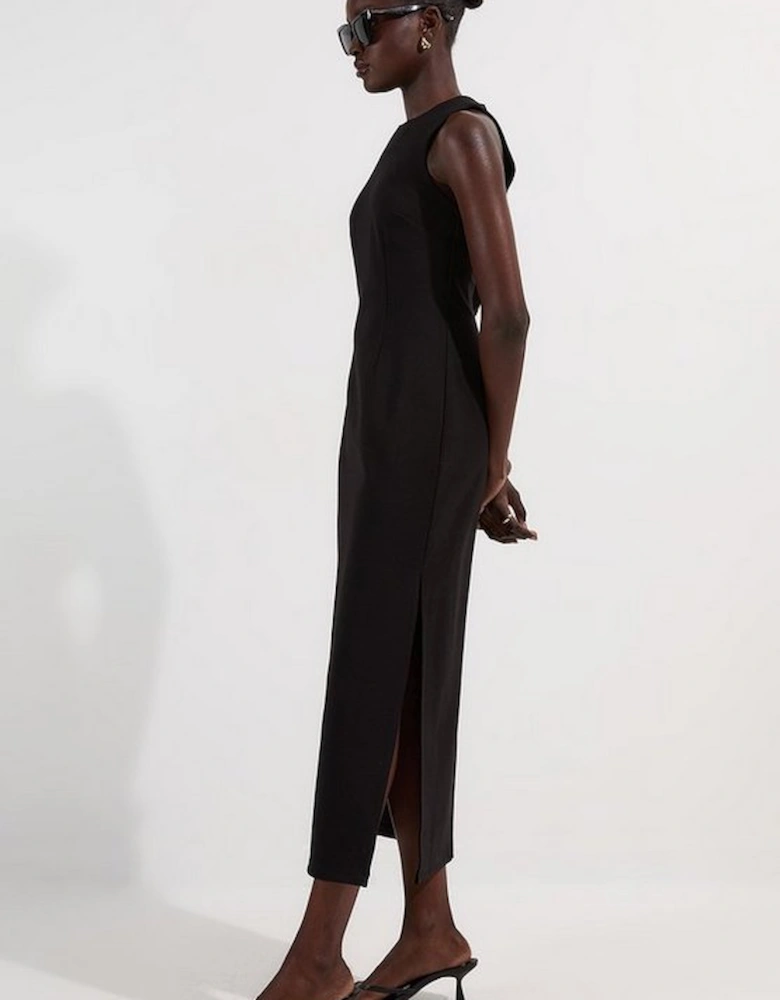 Ponte Crew Neck Maxi Dress