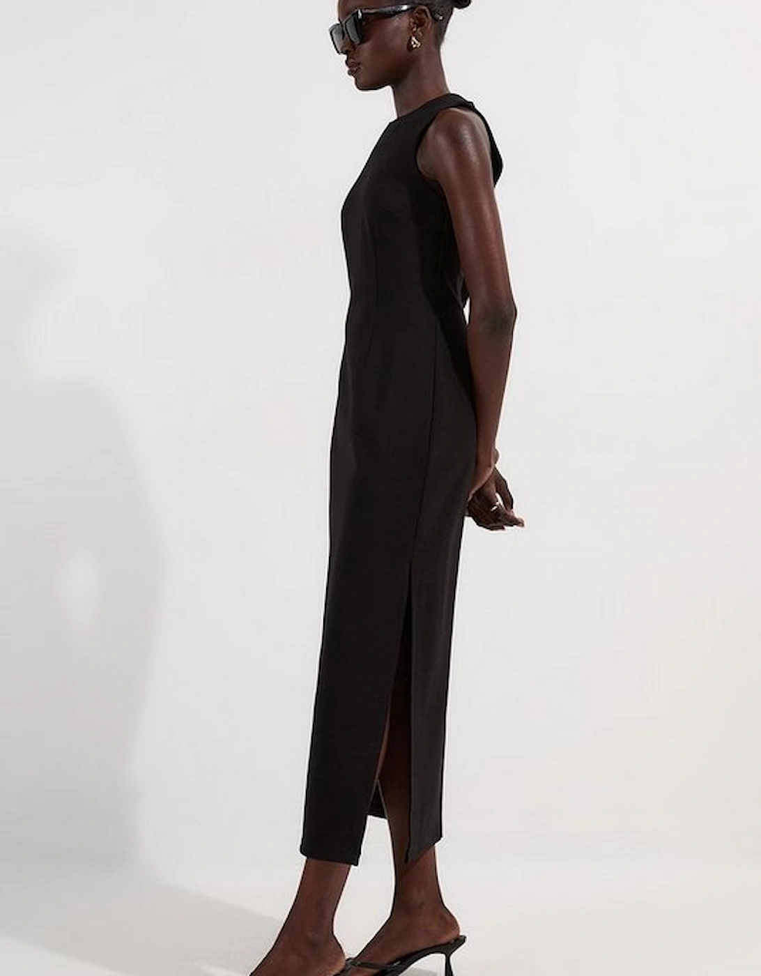 Ponte Crew Neck Maxi Dress