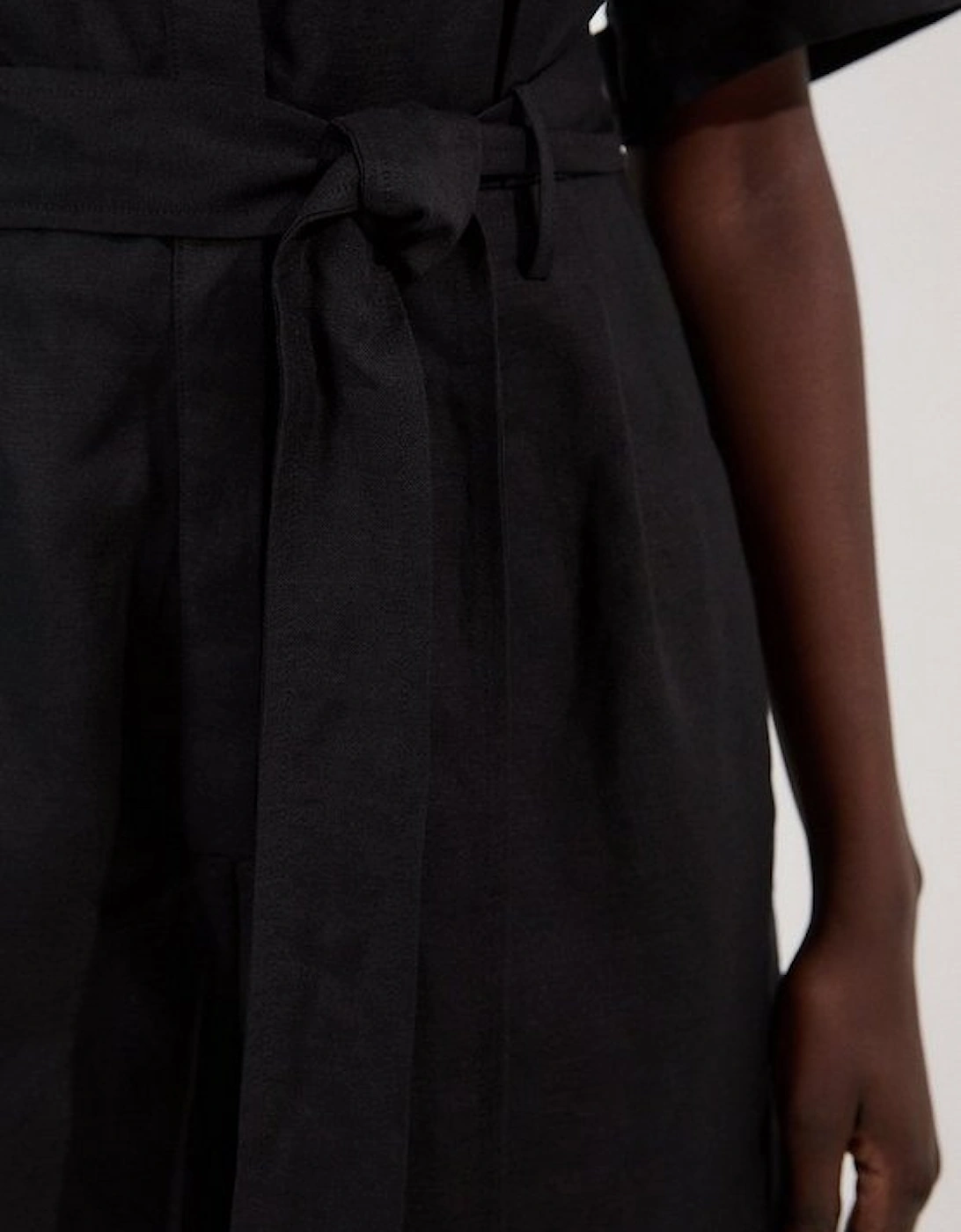 Viscose Linen Woven Belted Playsuit