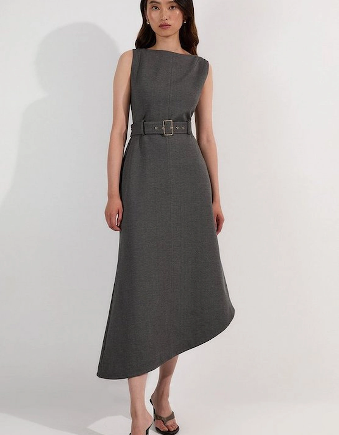 Asymmetric Hem Belted Ponte Dress, 4 of 3