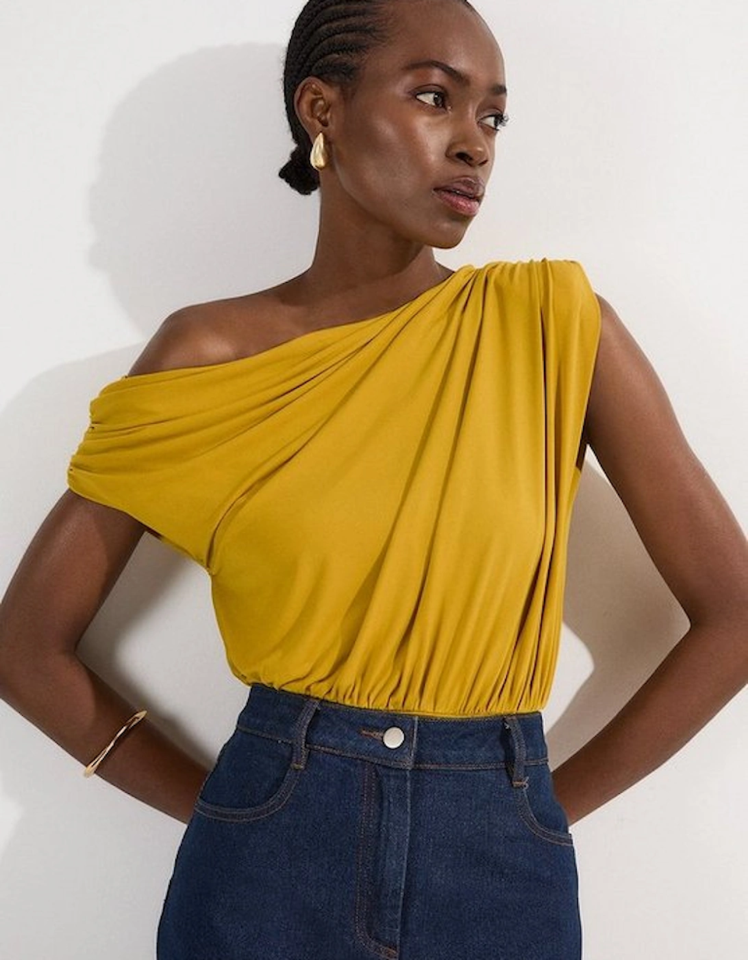 Jersey Crepe Asymmetric Bodysuit, 2 of 1