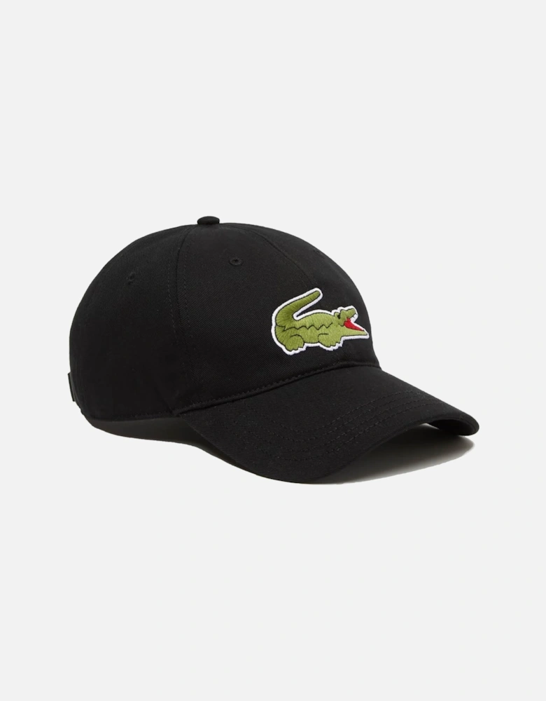 Cotton Large Crocodile Baseball Cap Black
