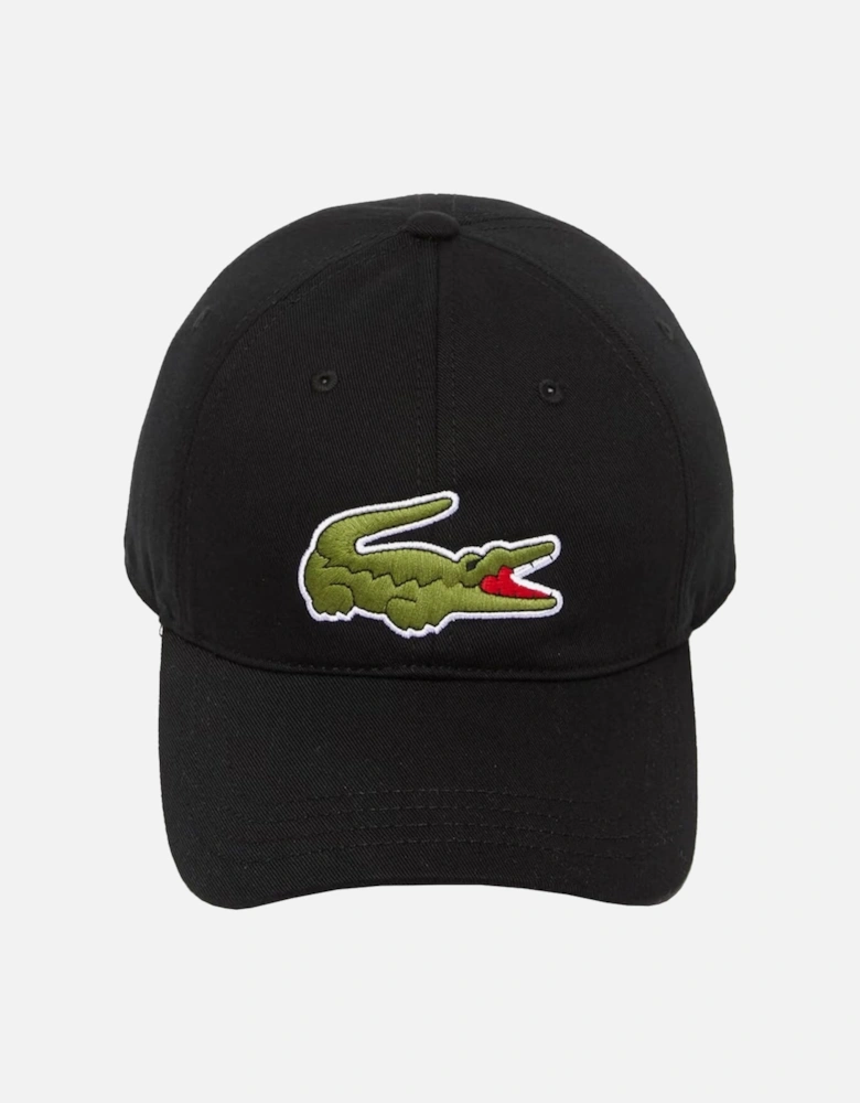 Cotton Large Crocodile Baseball Cap Black