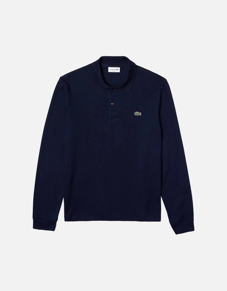 Classic Fit Long Sleeve Polo Shirt Navy