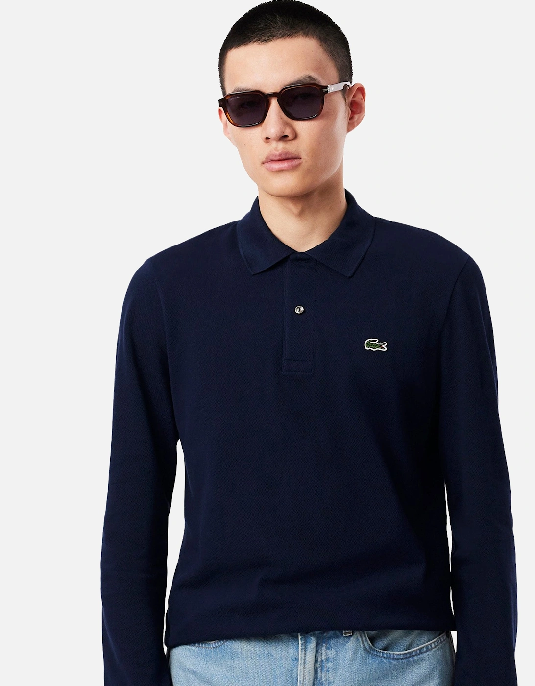 Classic Fit Long Sleeve Polo Shirt Navy