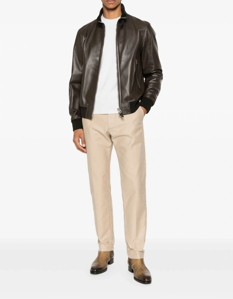 Nappa Funnel Jacket Brown