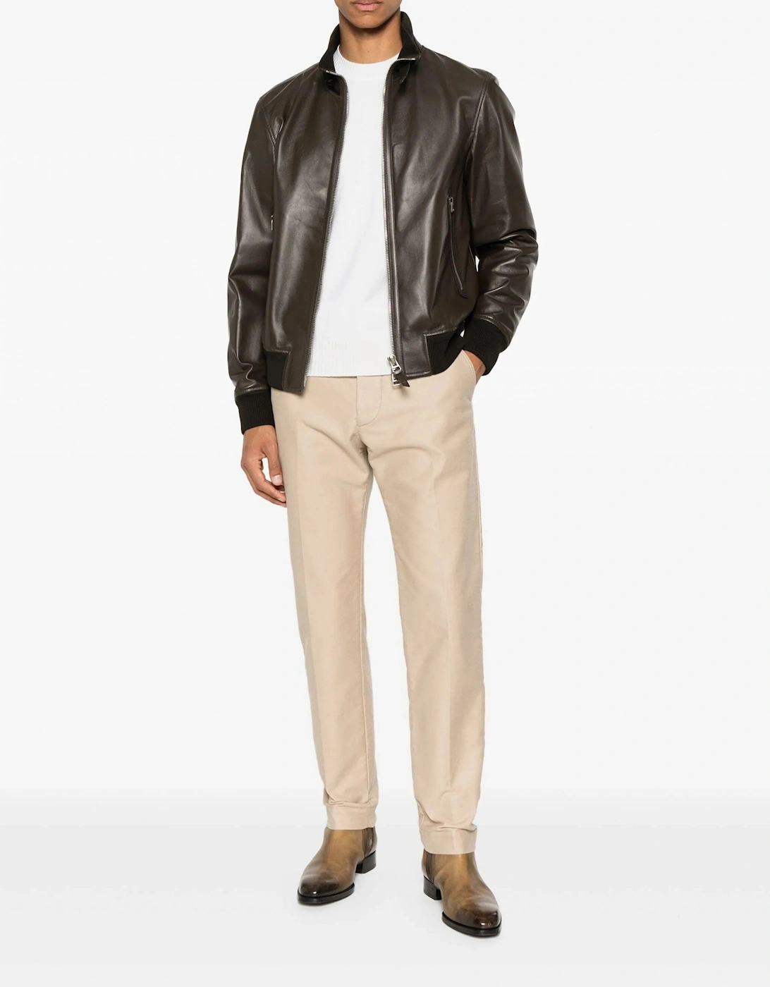 Nappa Funnel Jacket Brown