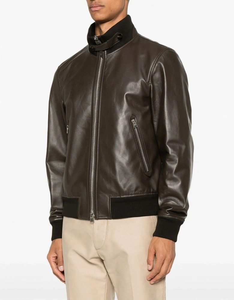 Nappa Funnel Jacket Brown