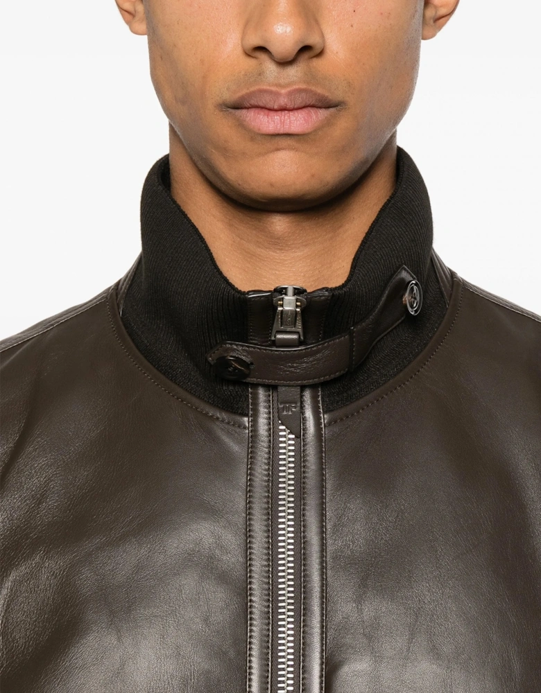 Nappa Funnel Jacket Brown