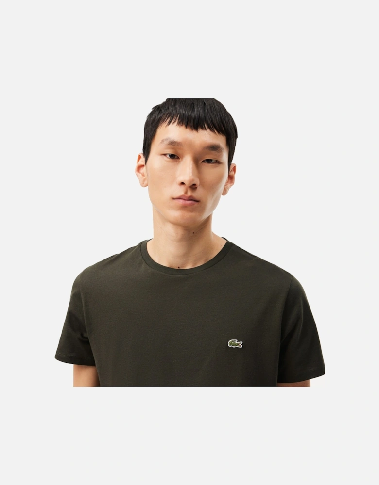 Cotton Pima Crew Neck T-Shirt Dark Khaki Green