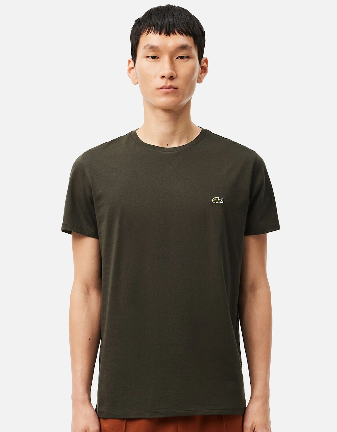 Cotton Pima Crew Neck T-Shirt Dark Khaki Green