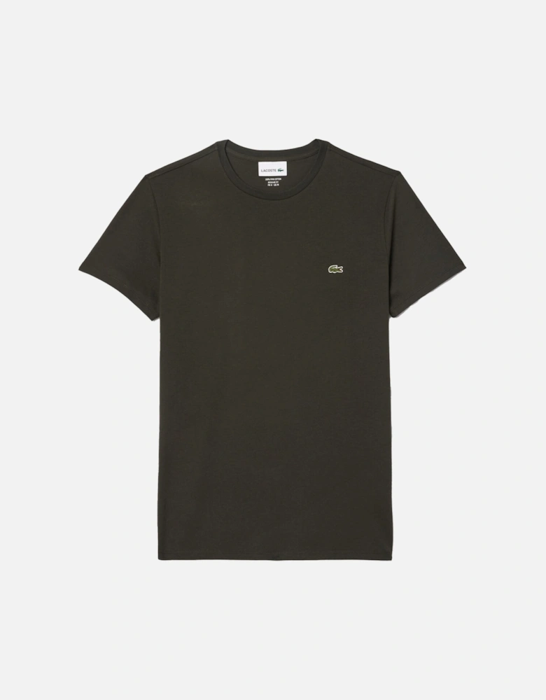 Cotton Pima Crew Neck T-Shirt Dark Khaki Green