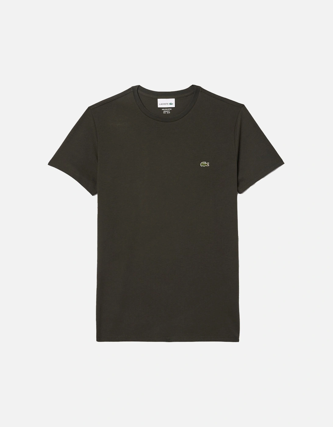 Cotton Pima Crew Neck T-Shirt Dark Khaki Green, 5 of 4
