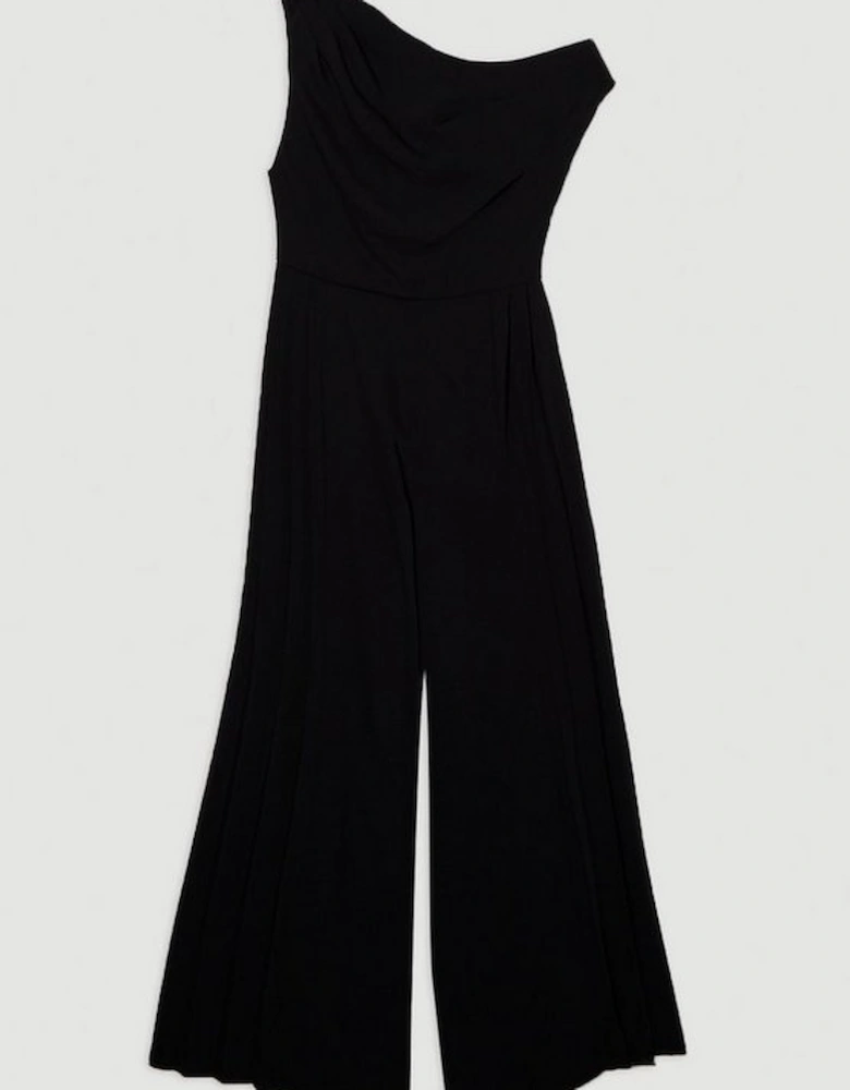 Soft Tailored Off Shoulder Pleat Detail Jumpsuit