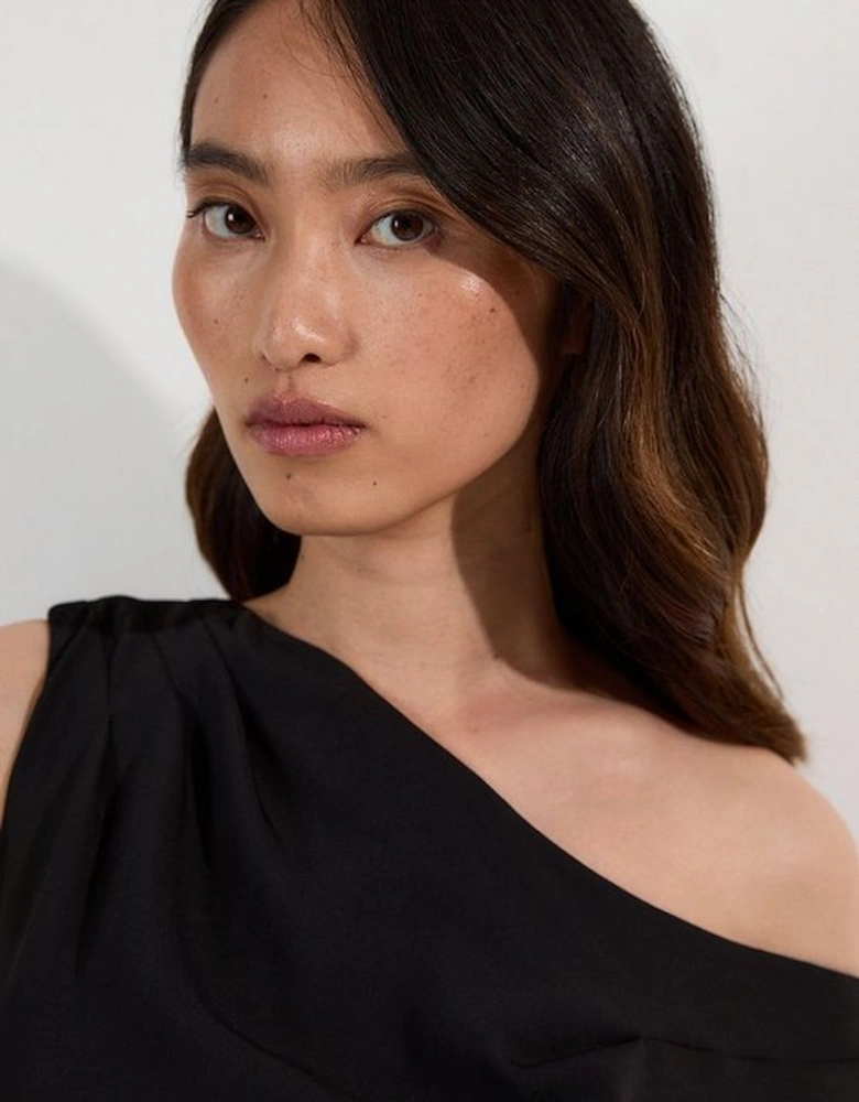 Soft Tailored Off Shoulder Pleat Detail Jumpsuit