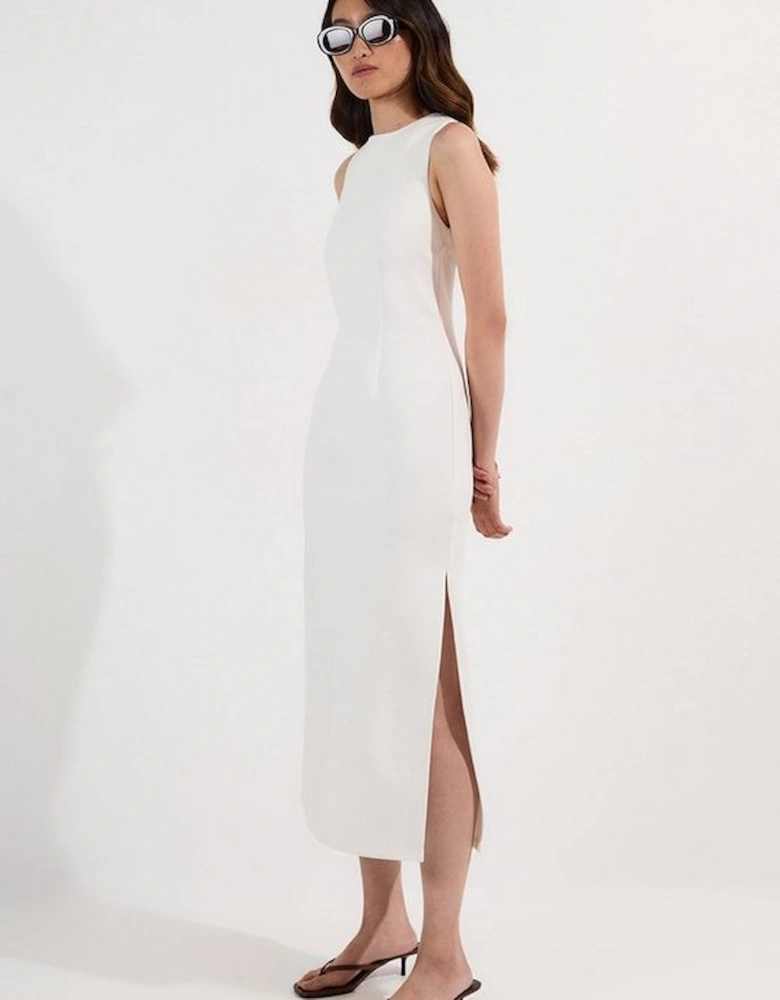 Ponte Crew Neck Maxi Dress