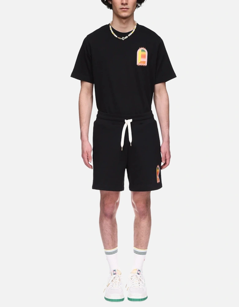 Mens Shorts Gradient Arch Logo Gym Shorts Black