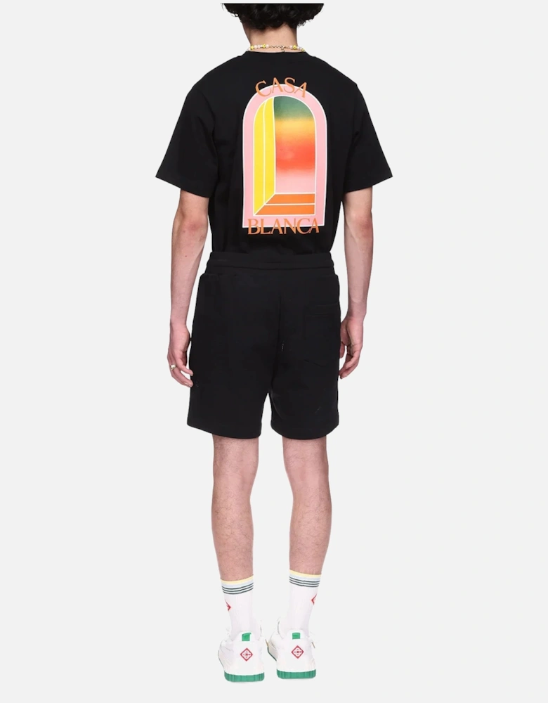 Mens Shorts Gradient Arch Logo Gym Shorts Black