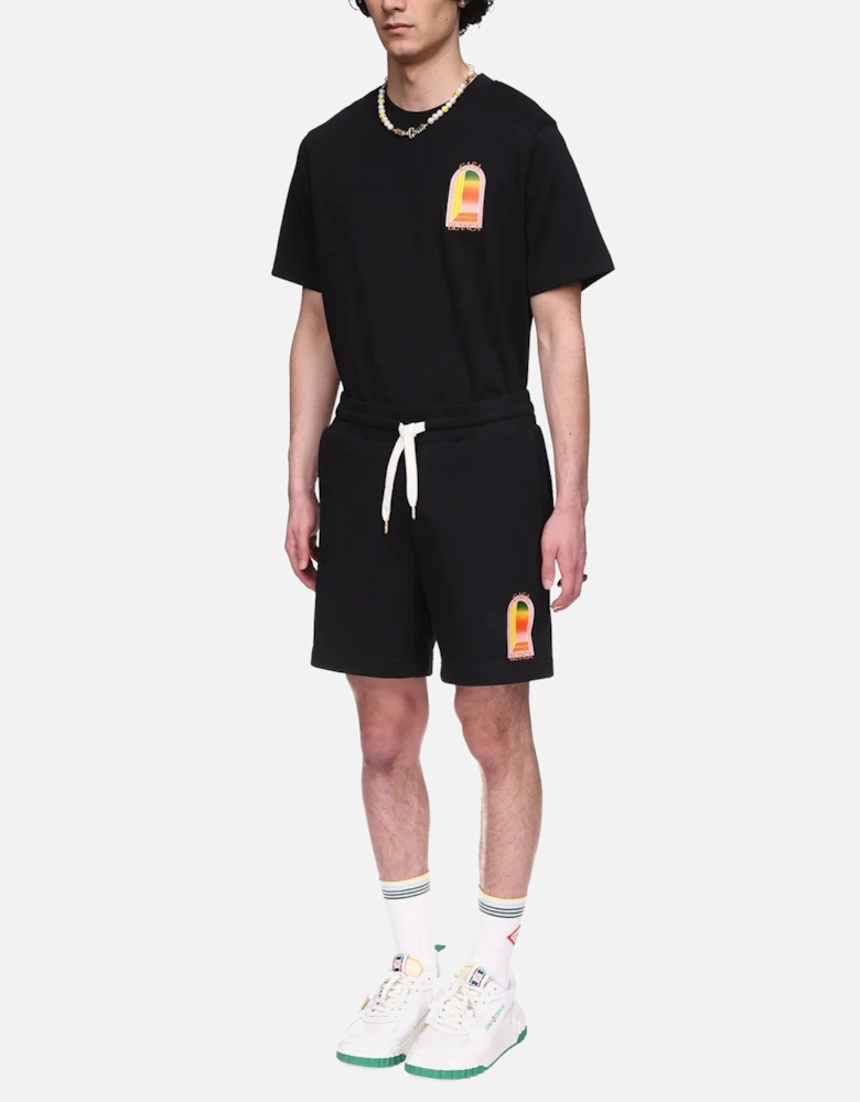 Mens Shorts Gradient Arch Logo Gym Shorts Black