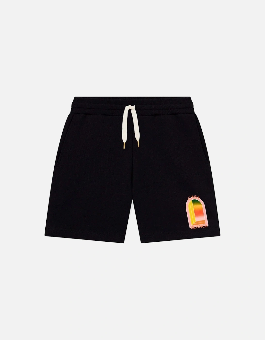 Mens Shorts Gradient Arch Logo Gym Shorts Black, 7 of 6