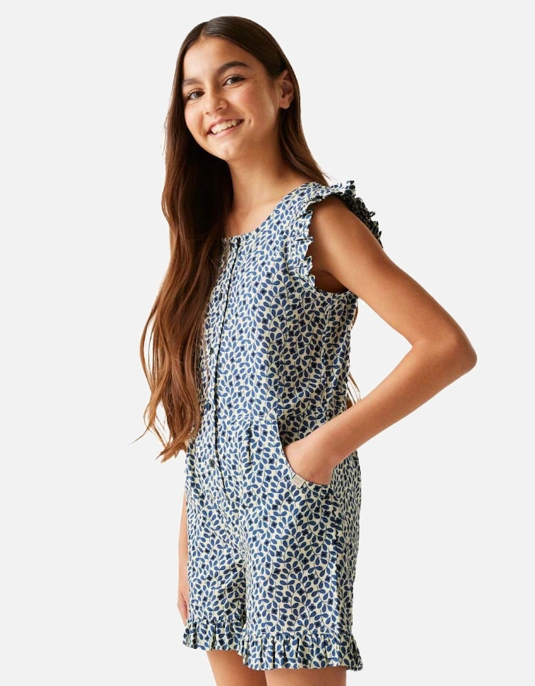 Girls Orla Cotton Poplin Playsuit, 5 of 4