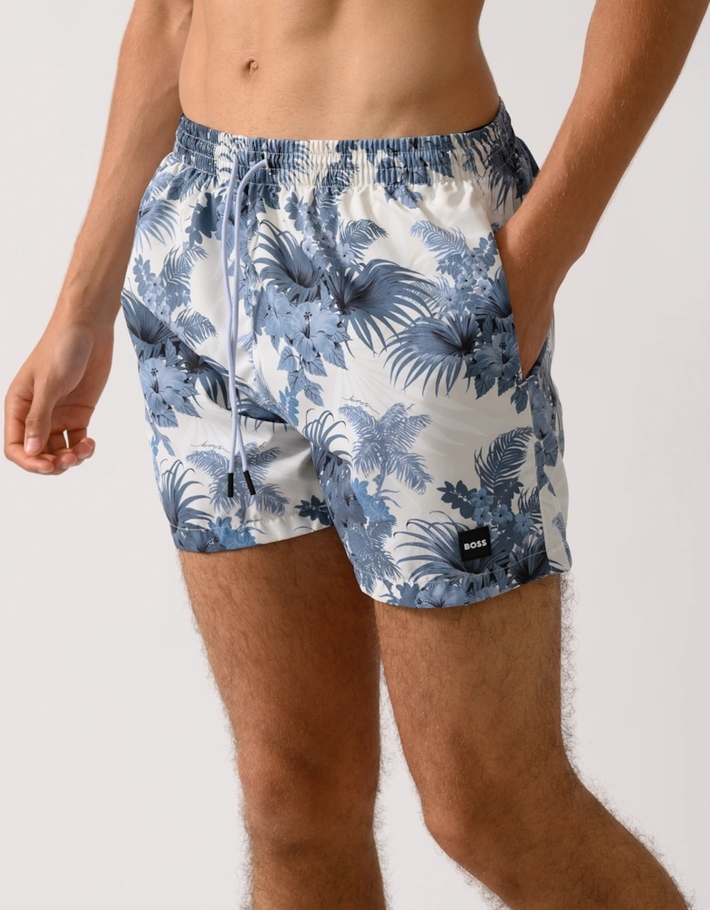 BOSS Orange Piranha Mens Tropical Print Quick-Drying Swim Shorts