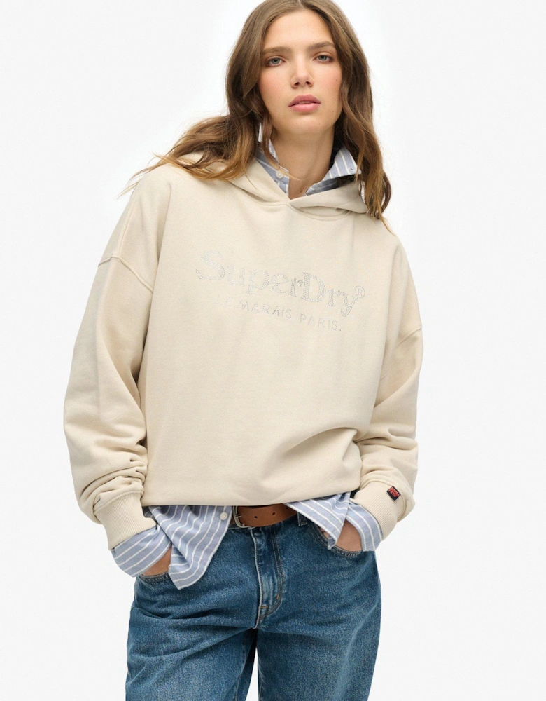 Venue Metallic Relaxed Hoodie - Beige