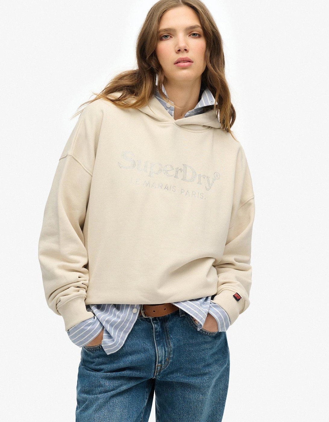 Venue Metallic Relaxed Hoodie - Beige, 2 of 1