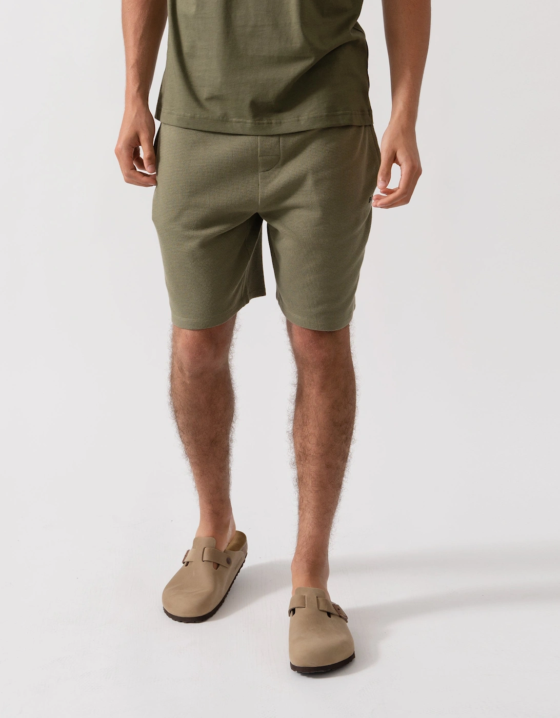 BOSS Orange Waffle Mens Cotton Blend Waffle Structure Pyjama Shorts with Embroidered Logo, 2 of 1