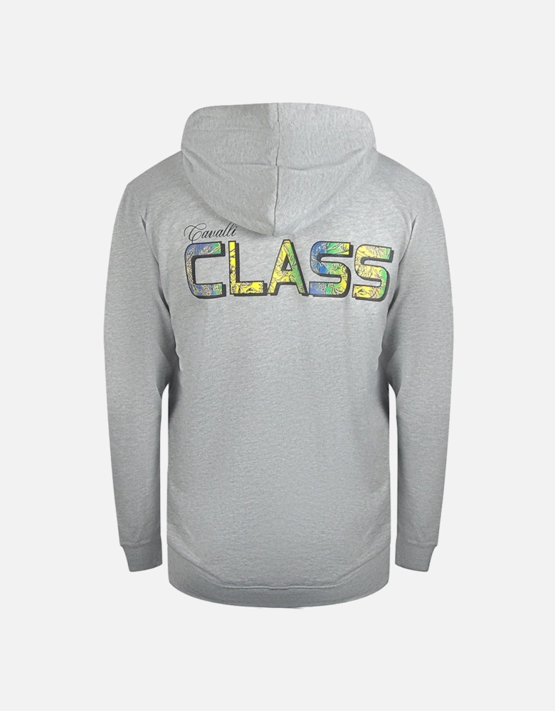 Cavalli Class Bold Floral Logo Grey Zip-Up Hoodie